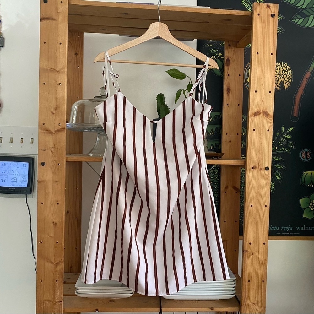 Revolve Superdown Rust Stripe Delilah Keyhole Tie Mini Dress Large - Picture 5 of 16